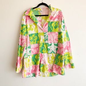 LILY PULITZER BUTTON UP TOP SIZE LARGE MINT COND.